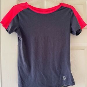 Soffe Women's Tee - Neon Pink and Dark Gray
